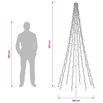 vidaXL LED Christmas Tree 235 cm 1000 LEDs Warm White Steel Black