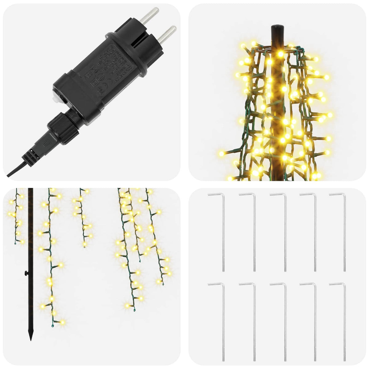 vidaXL LED Christmas Tree 285 cm 1550 LEDs Warm White Steel Black