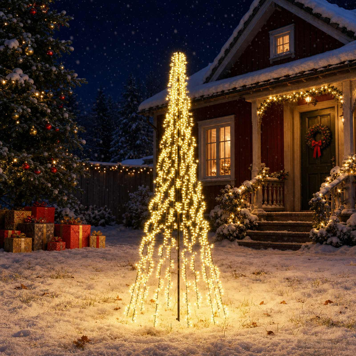 vidaXL LED Christmas Tree 285 cm 1550 LEDs Warm White Steel Black