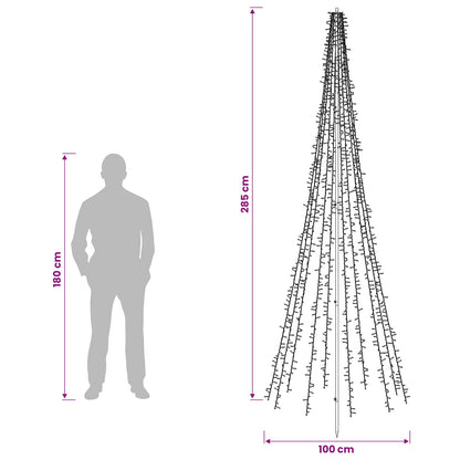 vidaXL LED Christmas Tree 285 cm 1550 LEDs Warm White Steel Black