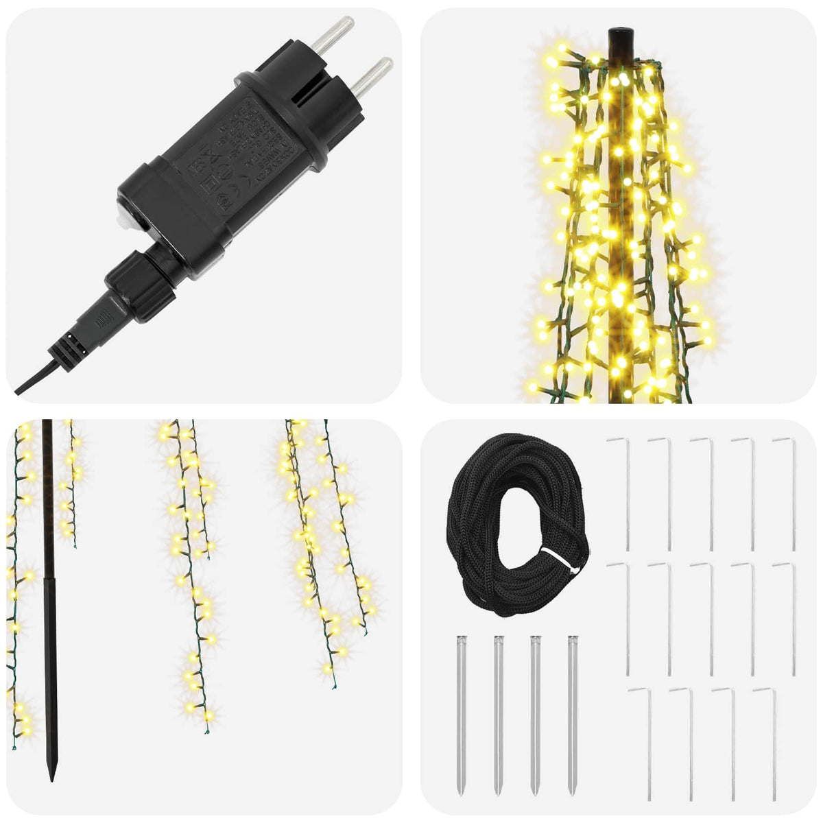 vidaXL LED Christmas Tree 485 cm 3000 LEDs Warm White Steel Black