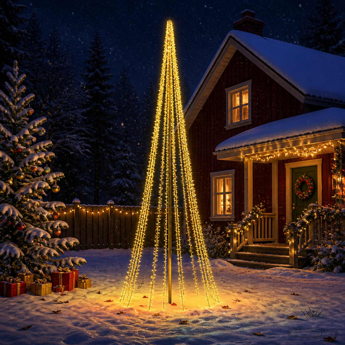 vidaXL LED Christmas Tree 485 cm 3000 LEDs Warm White Steel Black
