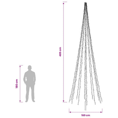 vidaXL LED Christmas Tree 485 cm 3000 LEDs Warm White Steel Black