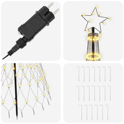 vidaXL LED Christmas Tree 180 cm 230 LEDs Warm White Steel Black