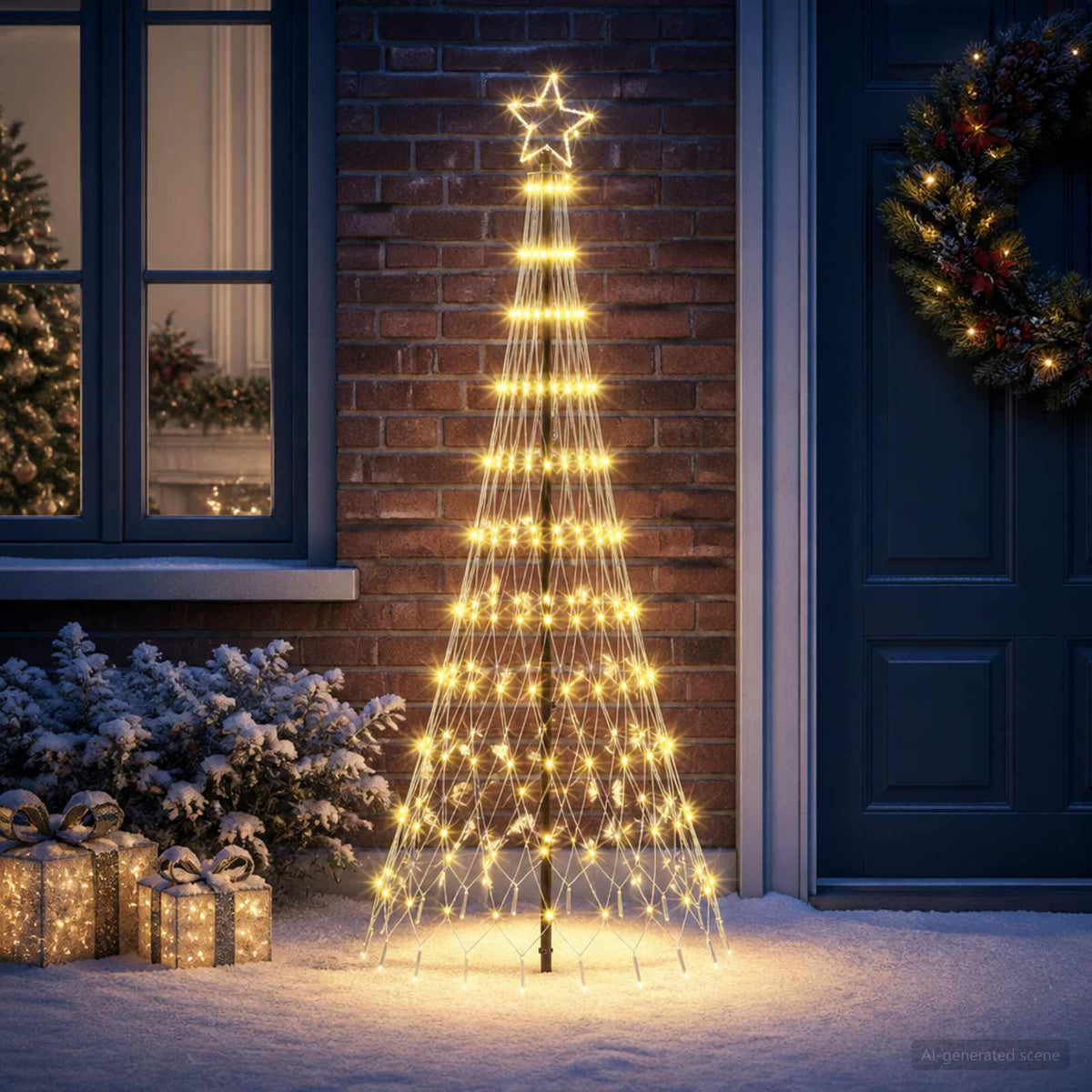 vidaXL LED Christmas Tree 180 cm 230 LEDs Warm White Steel Black