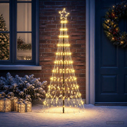 vidaXL LED Christmas Tree 180 cm 230 LEDs Warm White Steel Black