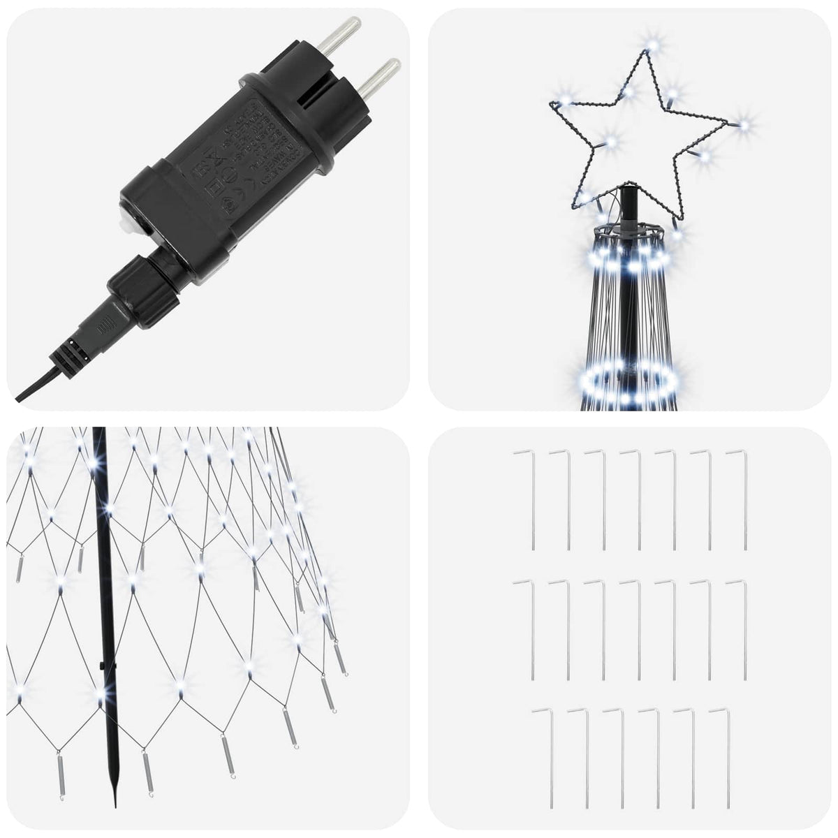 vidaXL LED Christmas Tree 180 cm 230 LEDs Cool White Steel Black