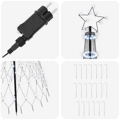 vidaXL LED Christmas Tree 180 cm 230 LEDs Cool White Steel Black