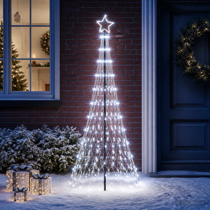 vidaXL LED Christmas Tree 180 cm 230 LEDs Cool White Steel Black
