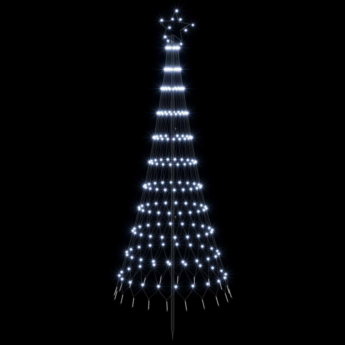 vidaXL LED Christmas Tree 180 cm 230 LEDs Cool White Steel Black