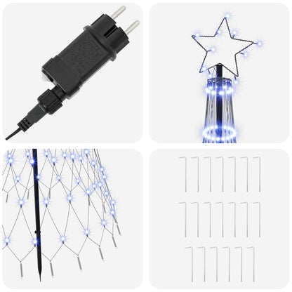 vidaXL LED Christmas Tree 180 cm 230 LEDs Blue Steel Black
