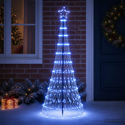 vidaXL LED Christmas Tree 180 cm 230 LEDs Blue Steel Black
