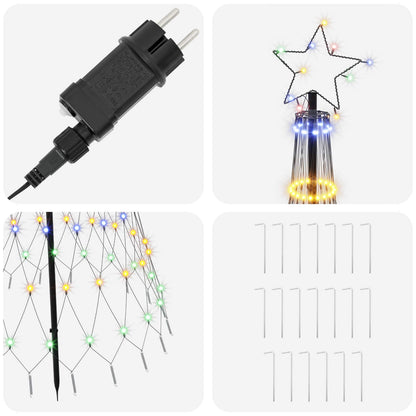 vidaXL LED Christmas Tree 180 cm 230 LEDs Multicolour Steel Black