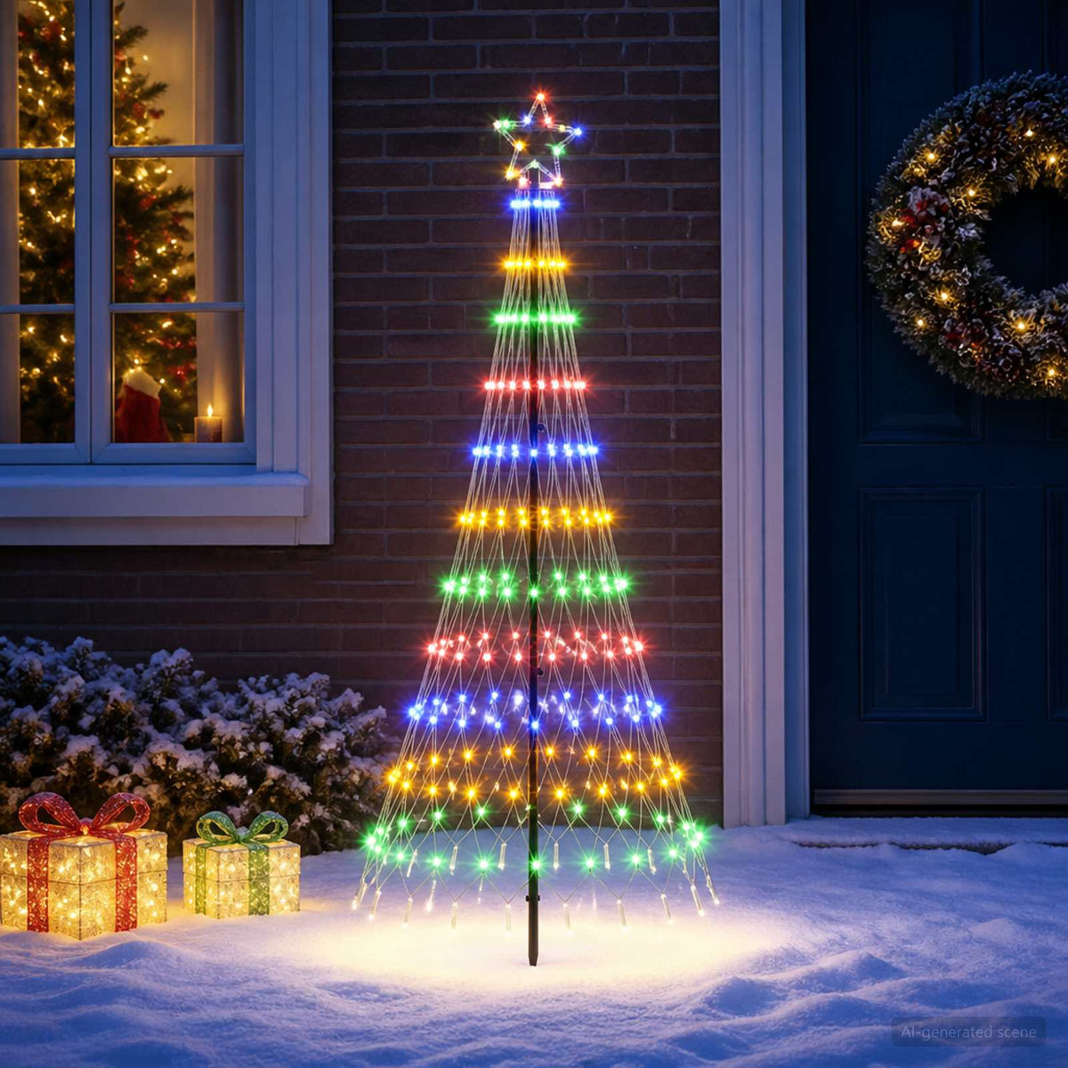 vidaXL LED Christmas Tree 180 cm 230 LEDs Multicolour Steel Black
