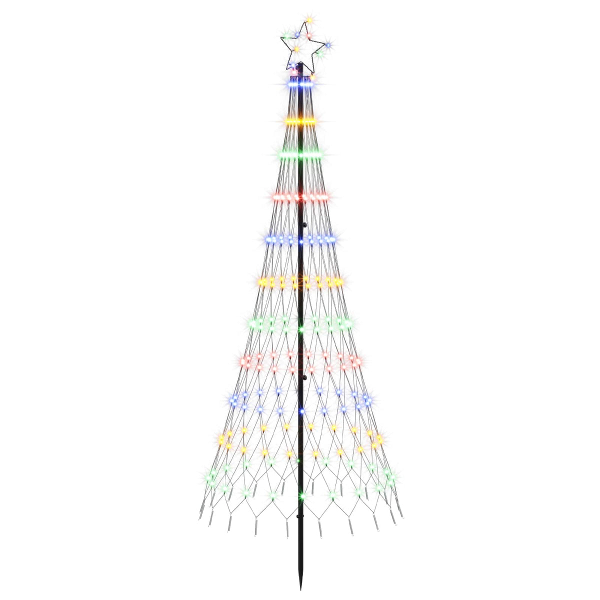 vidaXL LED Christmas Tree 180 cm 230 LEDs Multicolour Steel Black