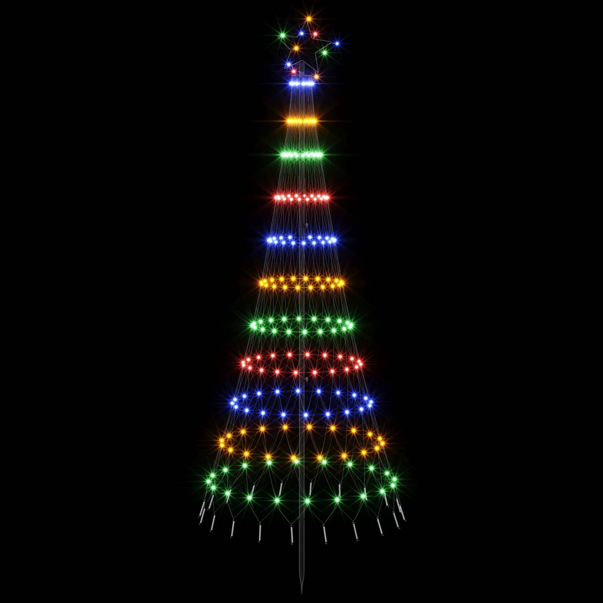 vidaXL LED Christmas Tree 180 cm 230 LEDs Multicolour Steel Black