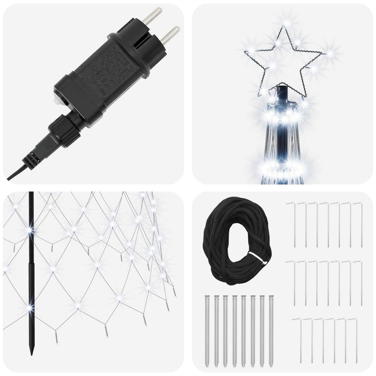 vidaXL LED Christmas Tree 400 cm 450 LEDs Cool White Steel Black