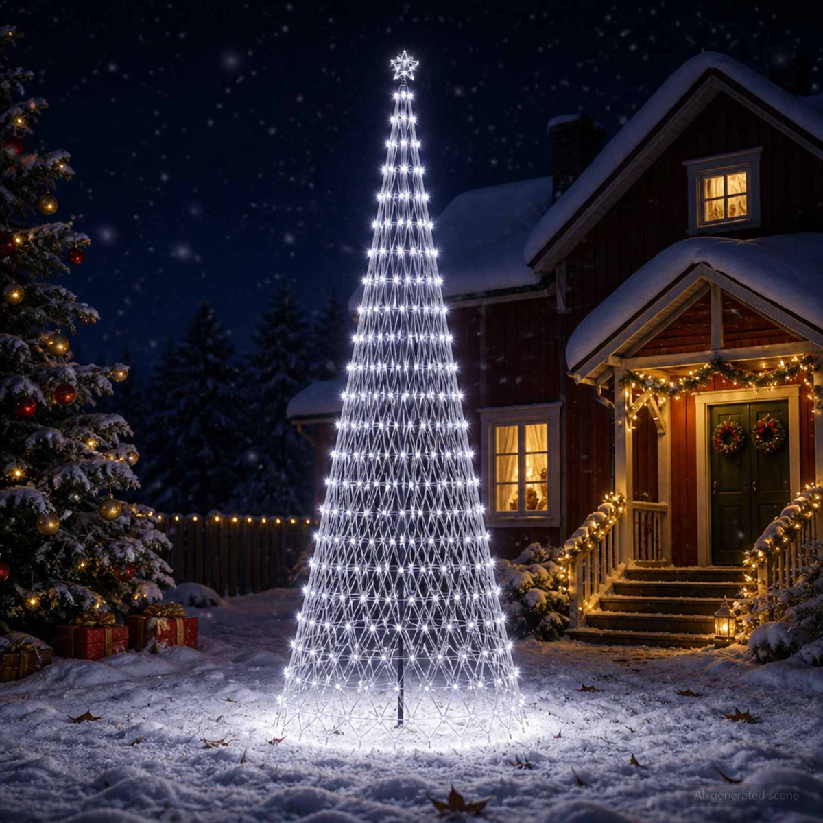 vidaXL LED Christmas Tree 400 cm 450 LEDs Cool White Steel Black