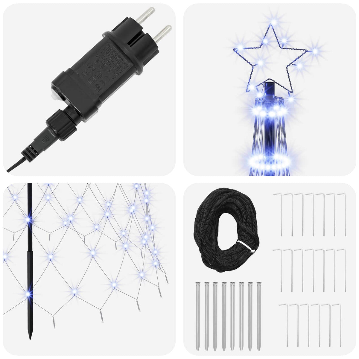 vidaXL LED Christmas Tree 400 cm 450 LEDs Blue Steel Black