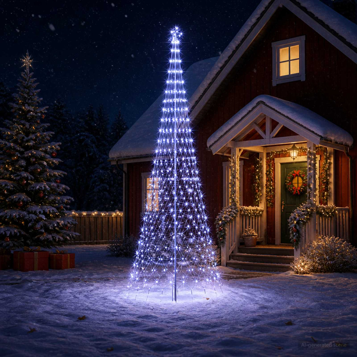 vidaXL LED Christmas Tree 400 cm 450 LEDs Blue Steel Black