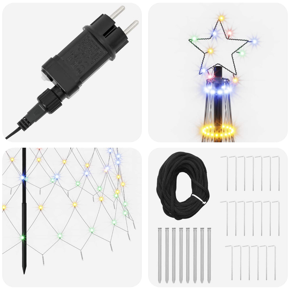 vidaXL LED Christmas Tree 400 cm 450 LEDs Multicolour Steel Black