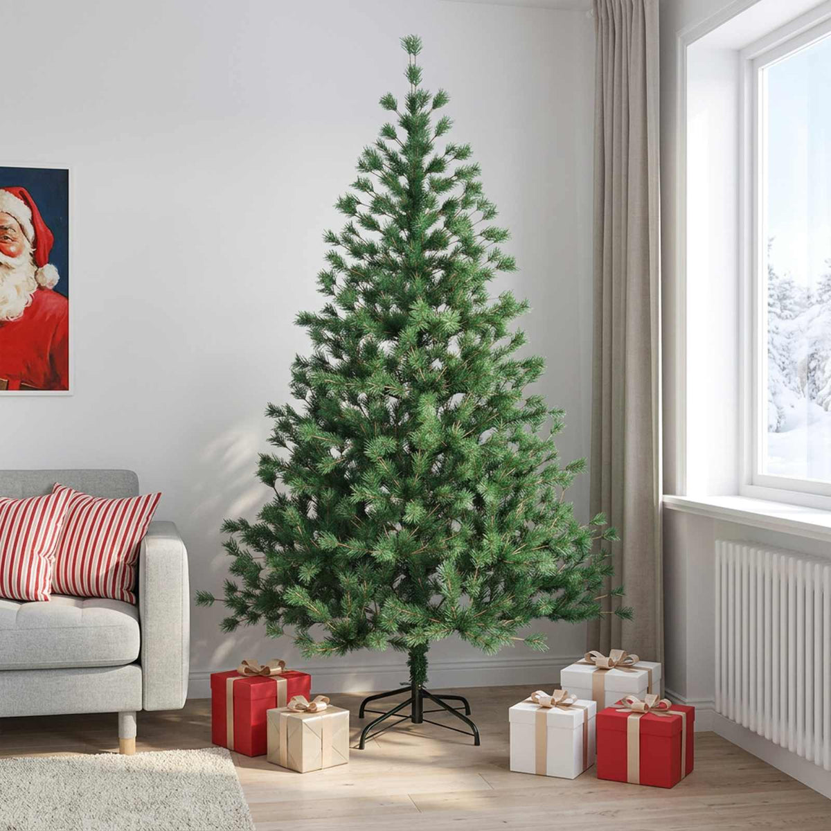 vidaXL Artificial Hinged Christmas Tree 240 cm PVC and Metal Green