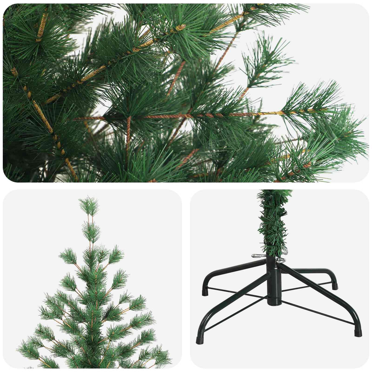 vidaXL Artificial Hinged Christmas Tree 210 cm PVC and Metal Green