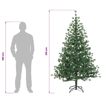 vidaXL Artificial Hinged Christmas Tree 210 cm PVC and Metal Green