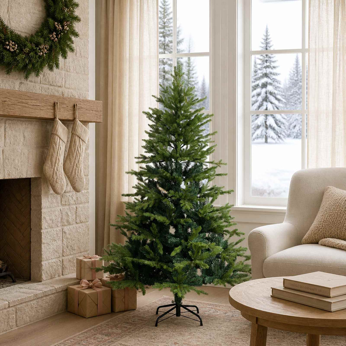 vidaXL Artificial Hinged Christmas Tree 150 cm PVC and Metal Green