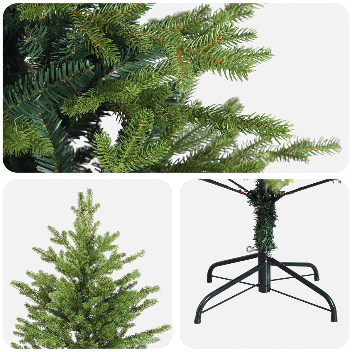 vidaXL Artificial Hinged Christmas Tree 210 cm PVC and Metal Green