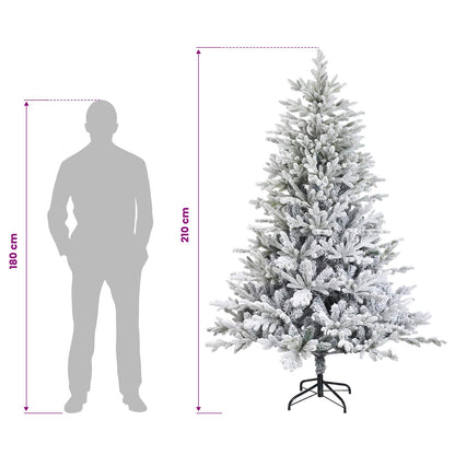 vidaXL Artificial Hinged Christmas Tree 210 cm PVC and Metal