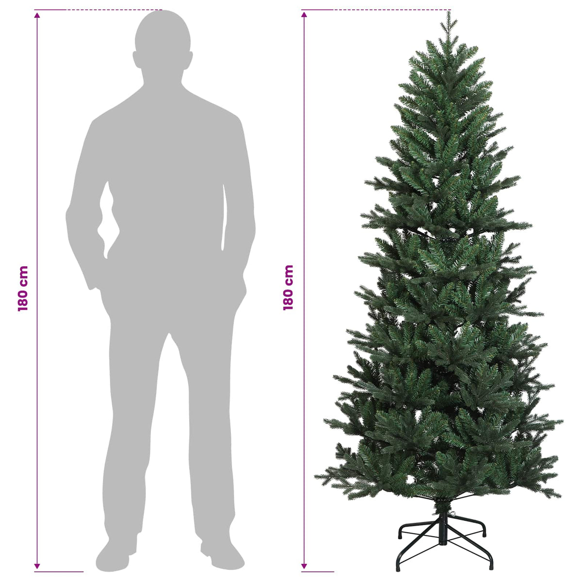vidaXL Artificial Hinged Christmas Tree 180 cm PVC and PE Green