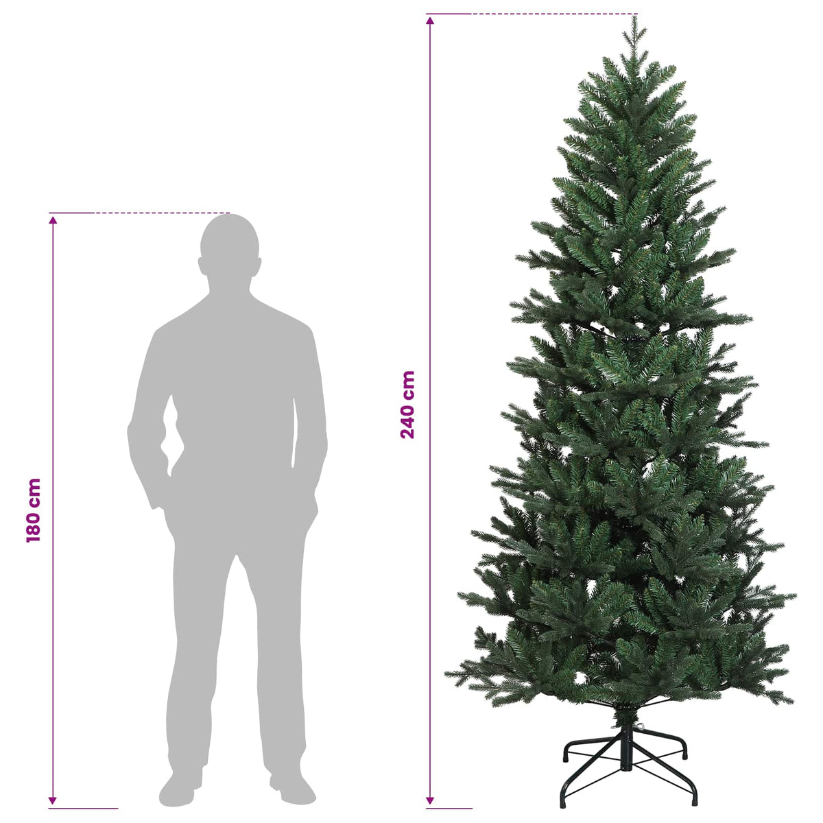 vidaXL Artificial Hinged Christmas Tree 240 cm PVC and PE Green