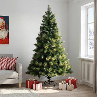 vidaXL Artificial Hinged Christmas Tree 210 cm PVC and Metal Green