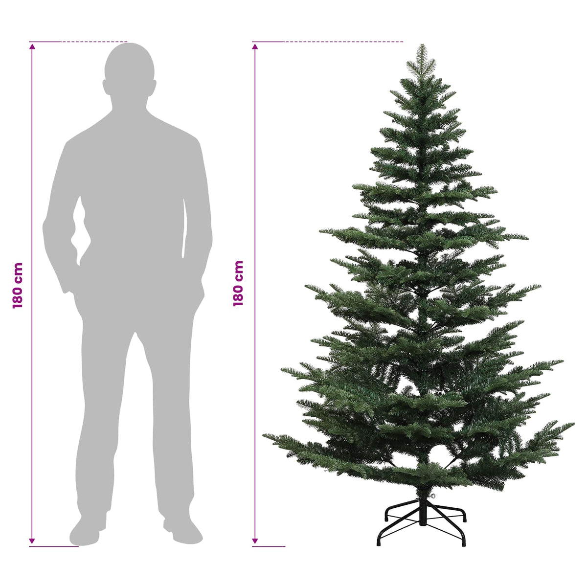 vidaXL Artificial Hinged Christmas Tree 180 cm PE & PVC Green