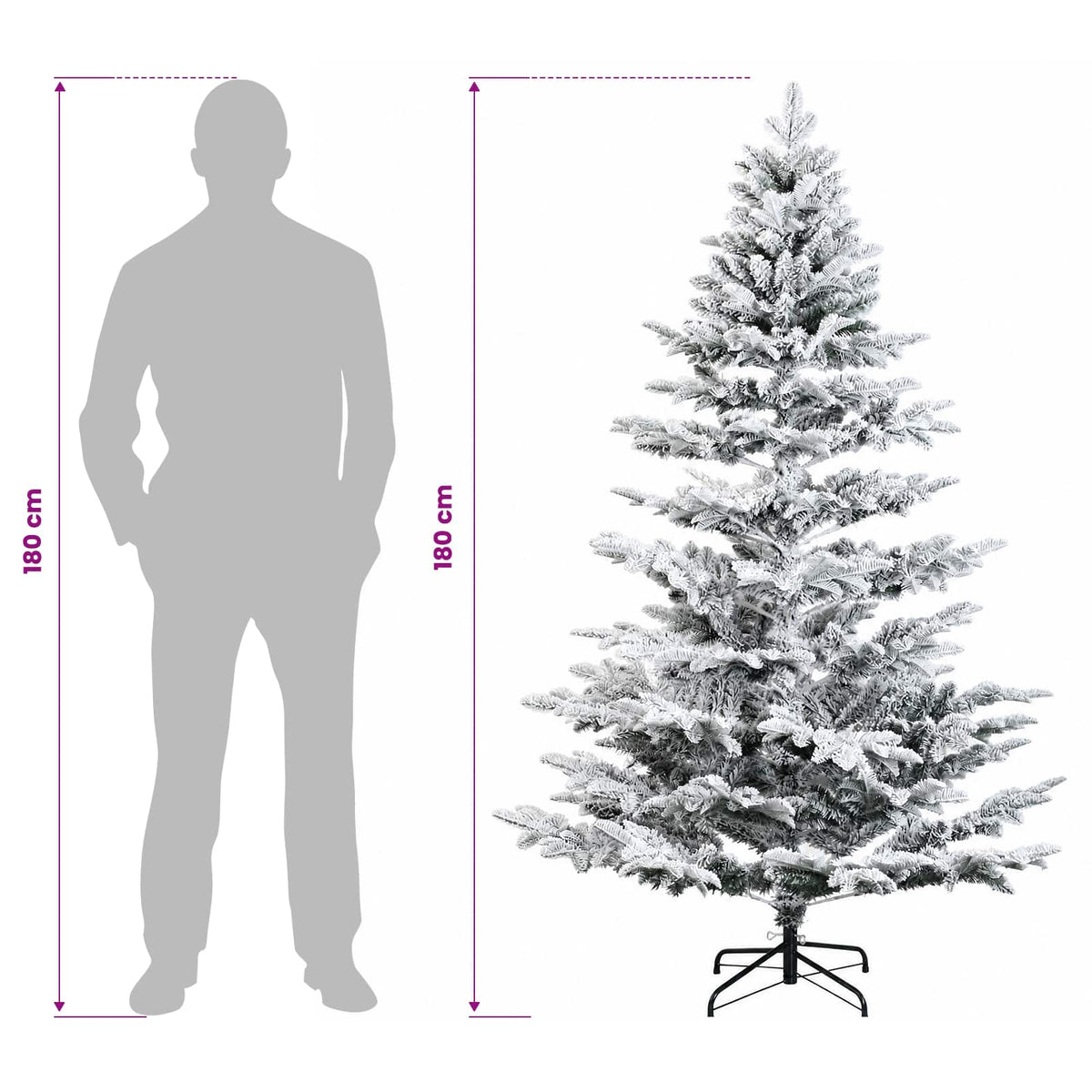 vidaXL Artificial Hinged Christmas Tree 180 cm PE & PVC