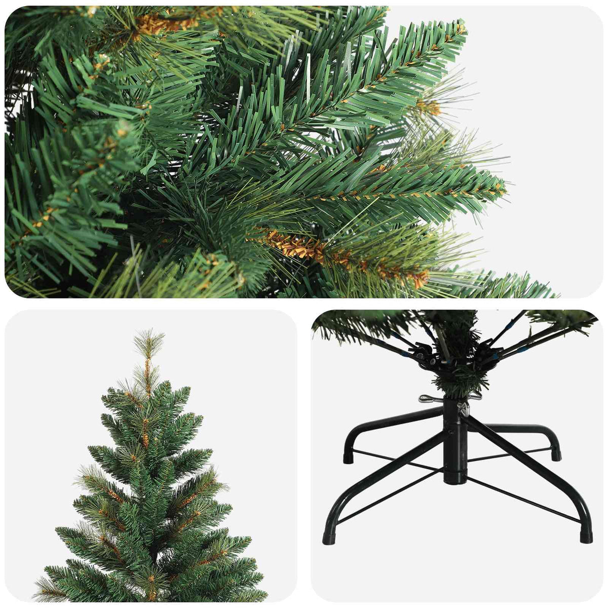 vidaXL Artificial Hinged Christmas Tree 210 cm PVC and Metal Green
