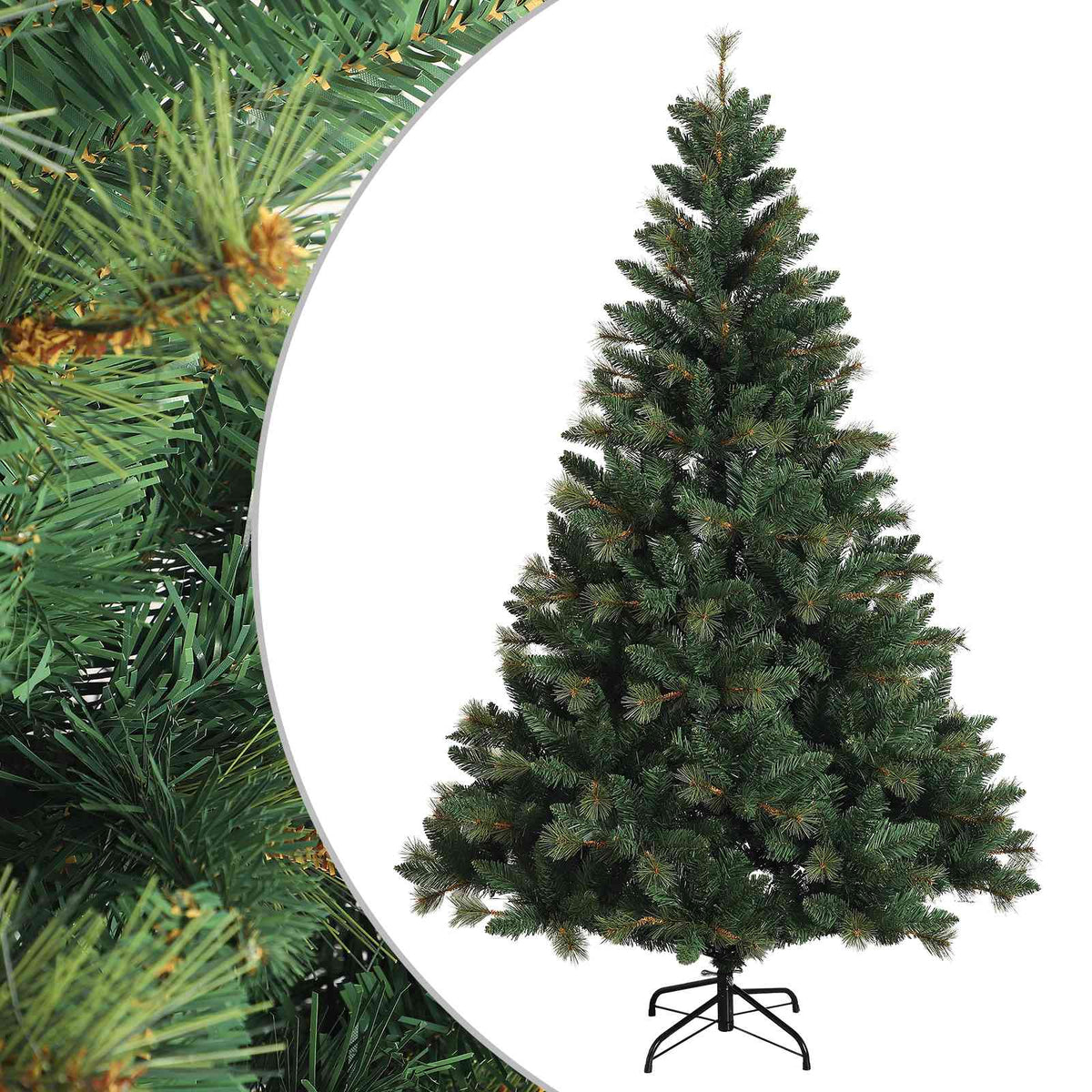 vidaXL Artificial Hinged Christmas Tree 210 cm PVC and Metal Green