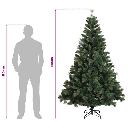 vidaXL Artificial Hinged Christmas Tree 210 cm PVC and Metal Green