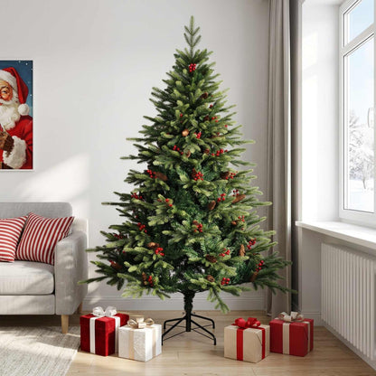 vidaXL Artificial Hinged Christmas Tree 210 cm PVC and Metal Green
