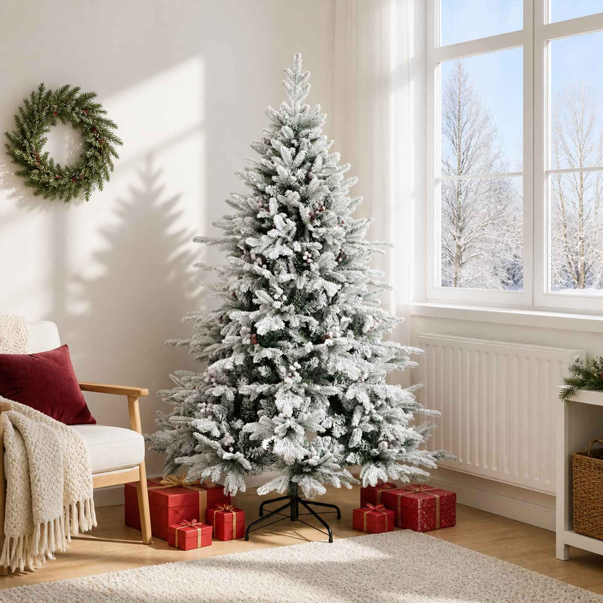vidaXL Artificial Hinged Christmas Tree 180 cm PVC and Metal
