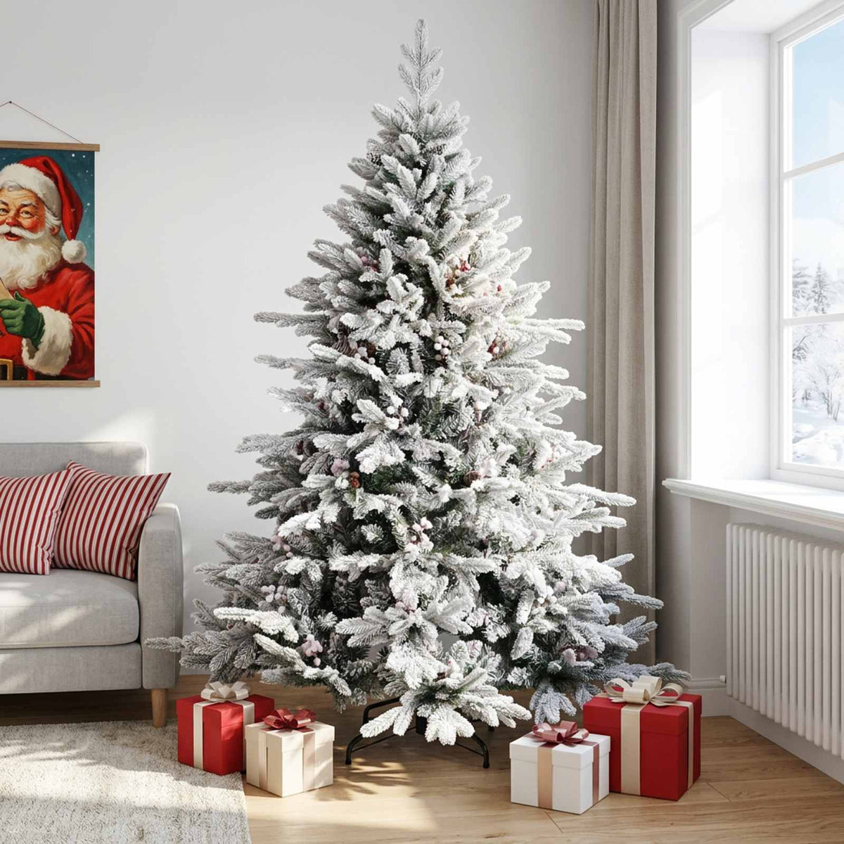 vidaXL Artificial Hinged Christmas Tree 240 cm PVC and Metal