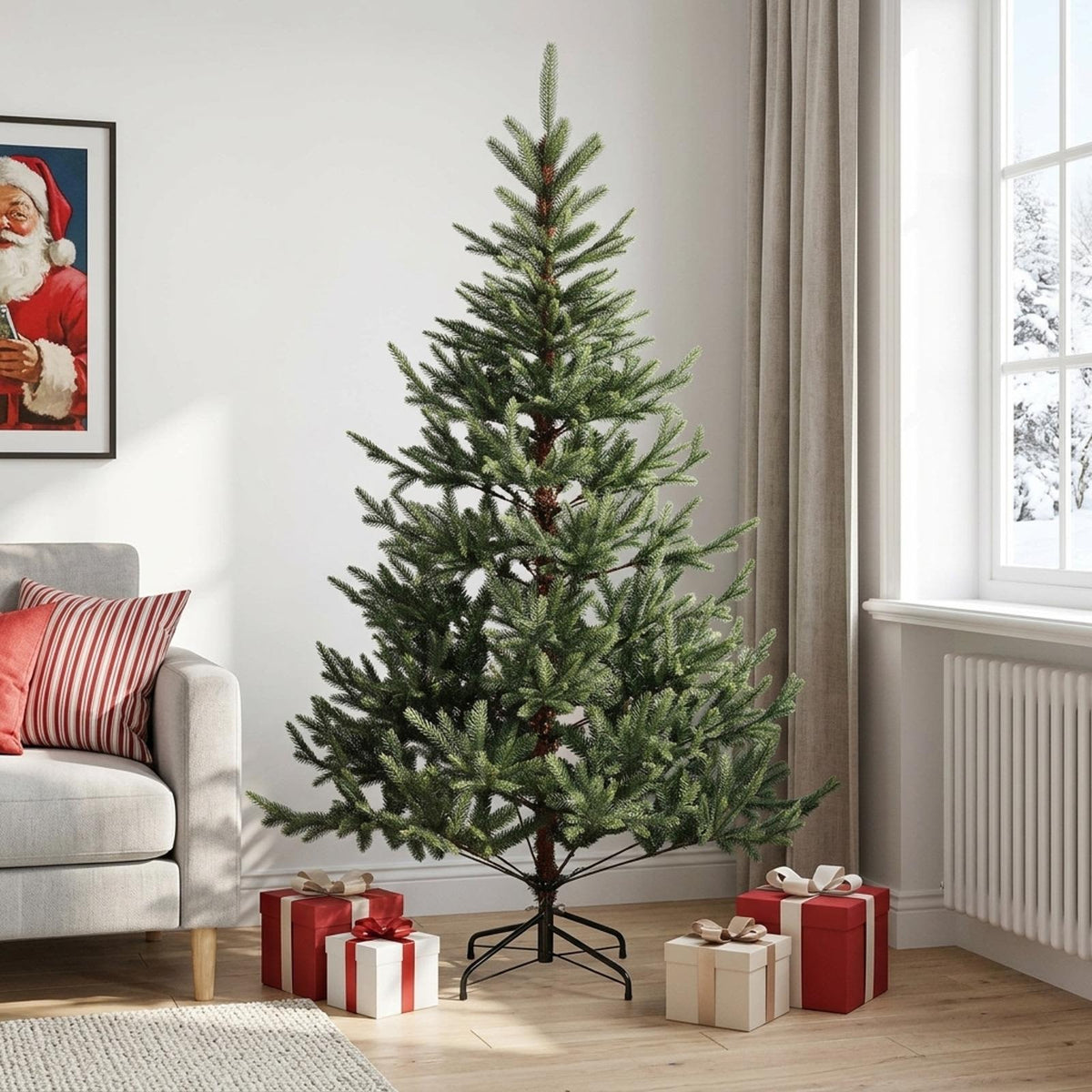 vidaXL Artificial Hinged Christmas Tree 210 cm PVC and Metal Green