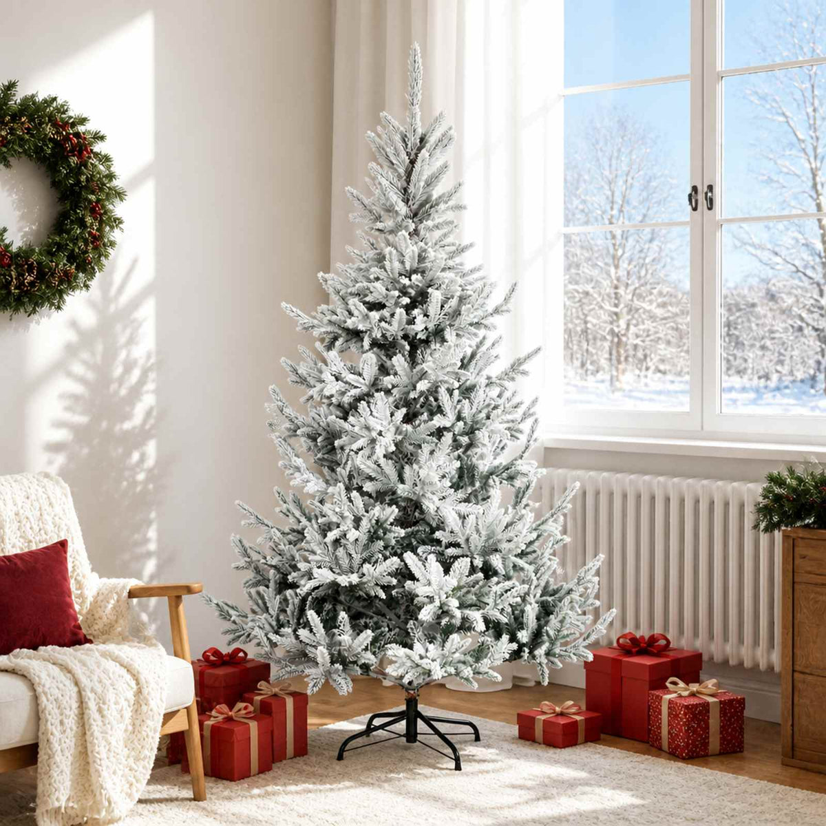 vidaXL Artificial Hinged Christmas Tree 180 cm PVC and Metal
