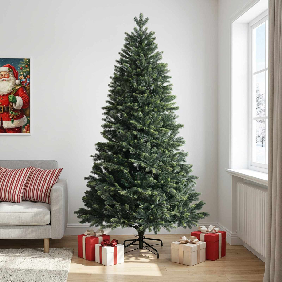 vidaXL Artificial Hinged Christmas Tree 210 cm PVC and Metal Green