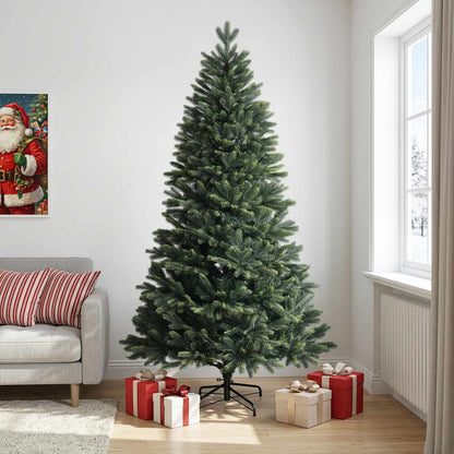 vidaXL Artificial Hinged Christmas Tree 210 cm PVC and Metal Green
