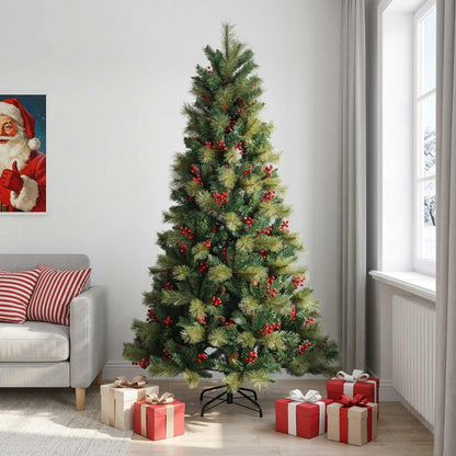 vidaXL Artificial Hinged Christmas Tree 240 cm PVC and Metal Green