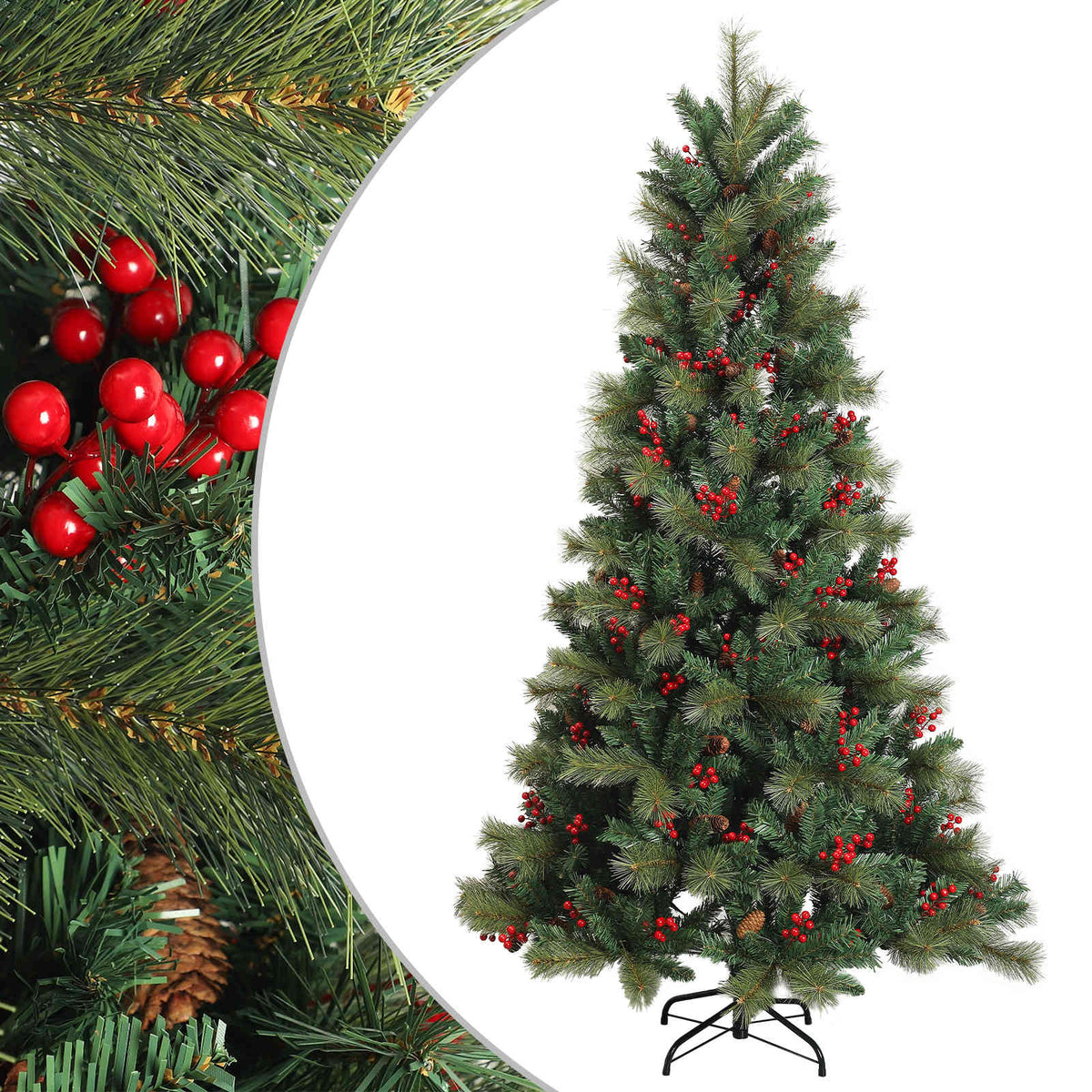 vidaXL Artificial Hinged Christmas Tree 240 cm PVC and Metal Green