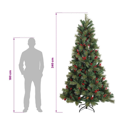 vidaXL Artificial Hinged Christmas Tree 240 cm PVC and Metal Green