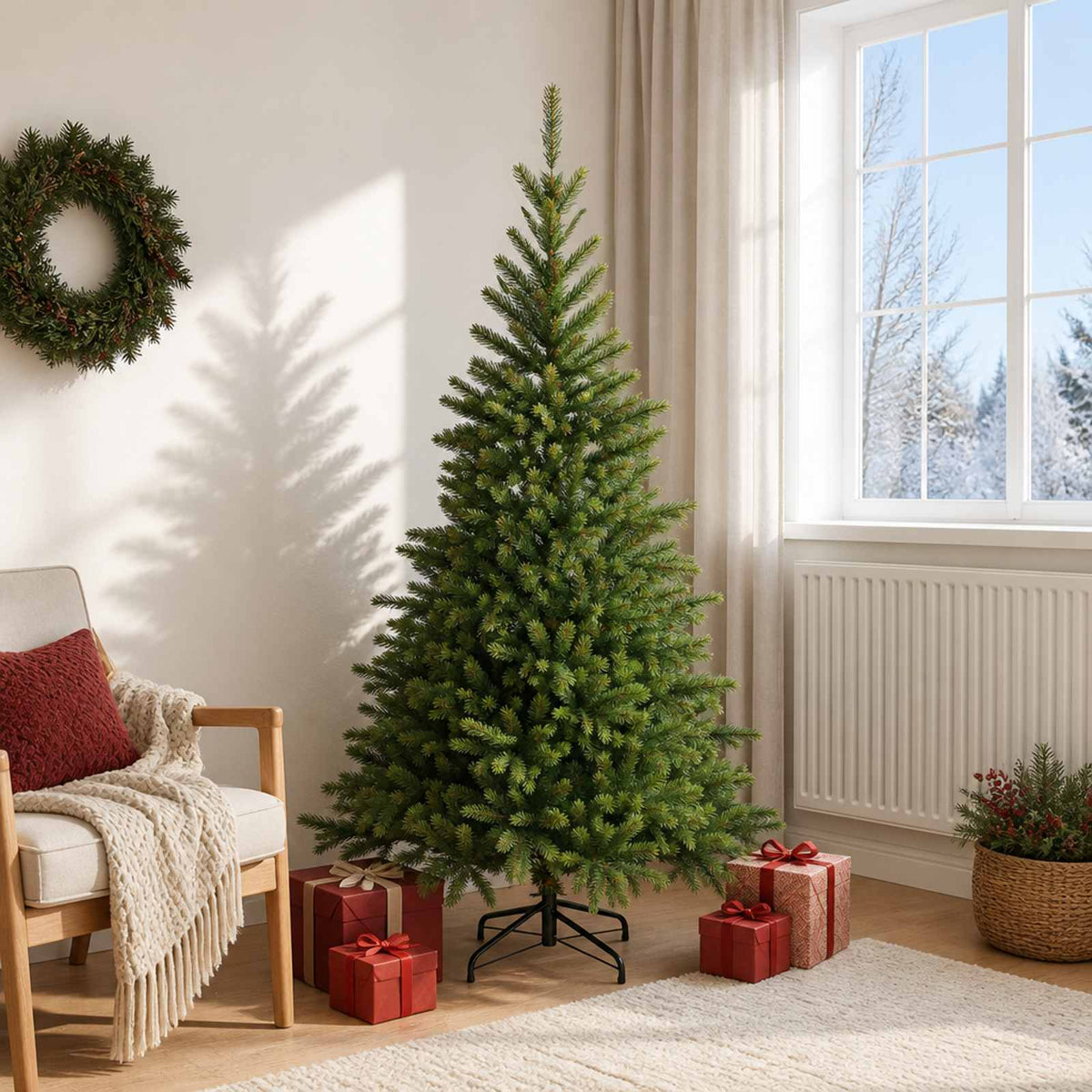 vidaXL Artificial Hinged Christmas Tree 180 cm PVC and Metal Green